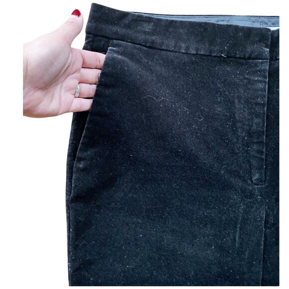 ANN TAYLOR Velvet Pants Straight Leg Black High Rise Pockets Cotton 8 EUC - Picture 4 of 11